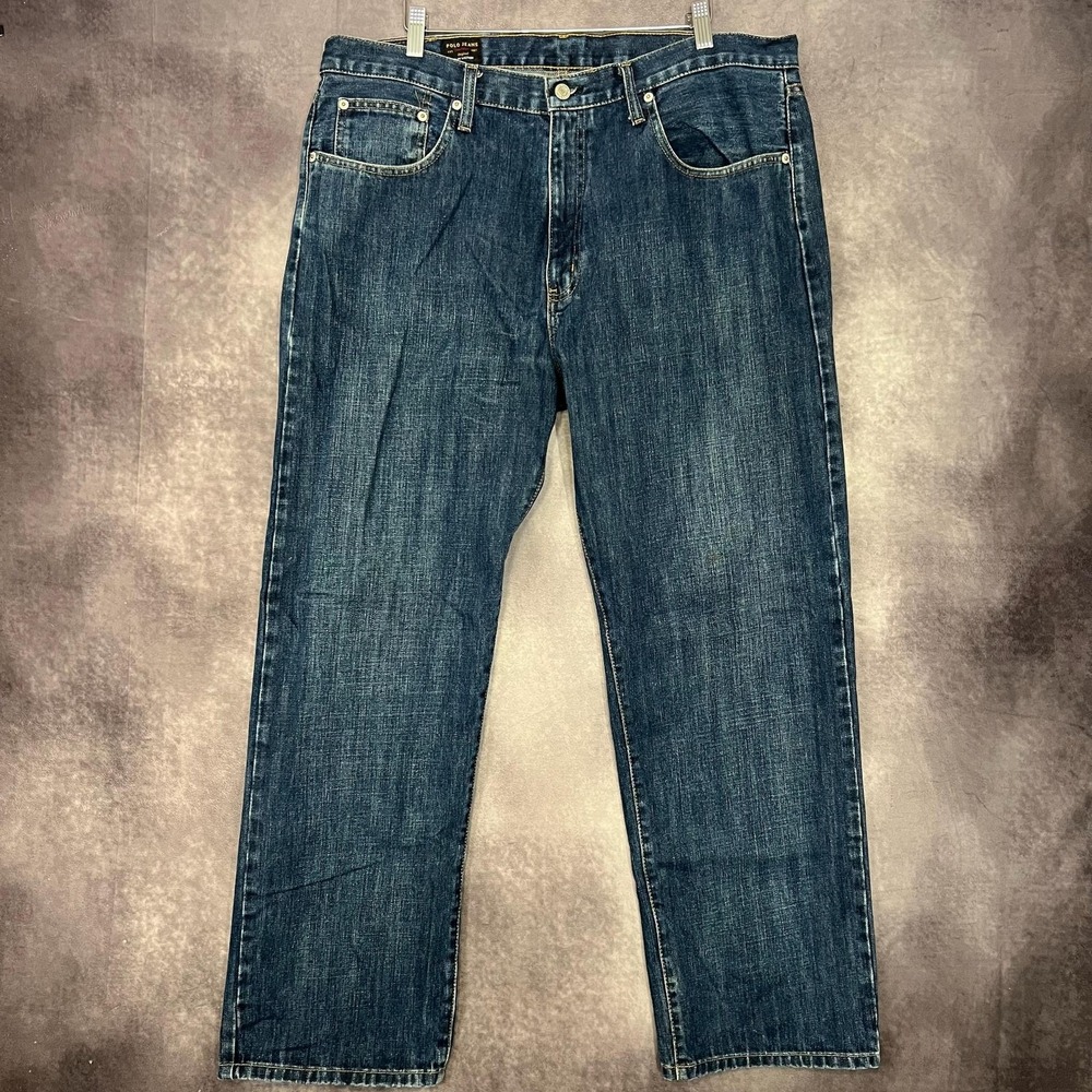 Y2K Ralph Lauren Polo Jeans Men's 38x30 Blue Denim Straight Leg Zip Fly Classic‎